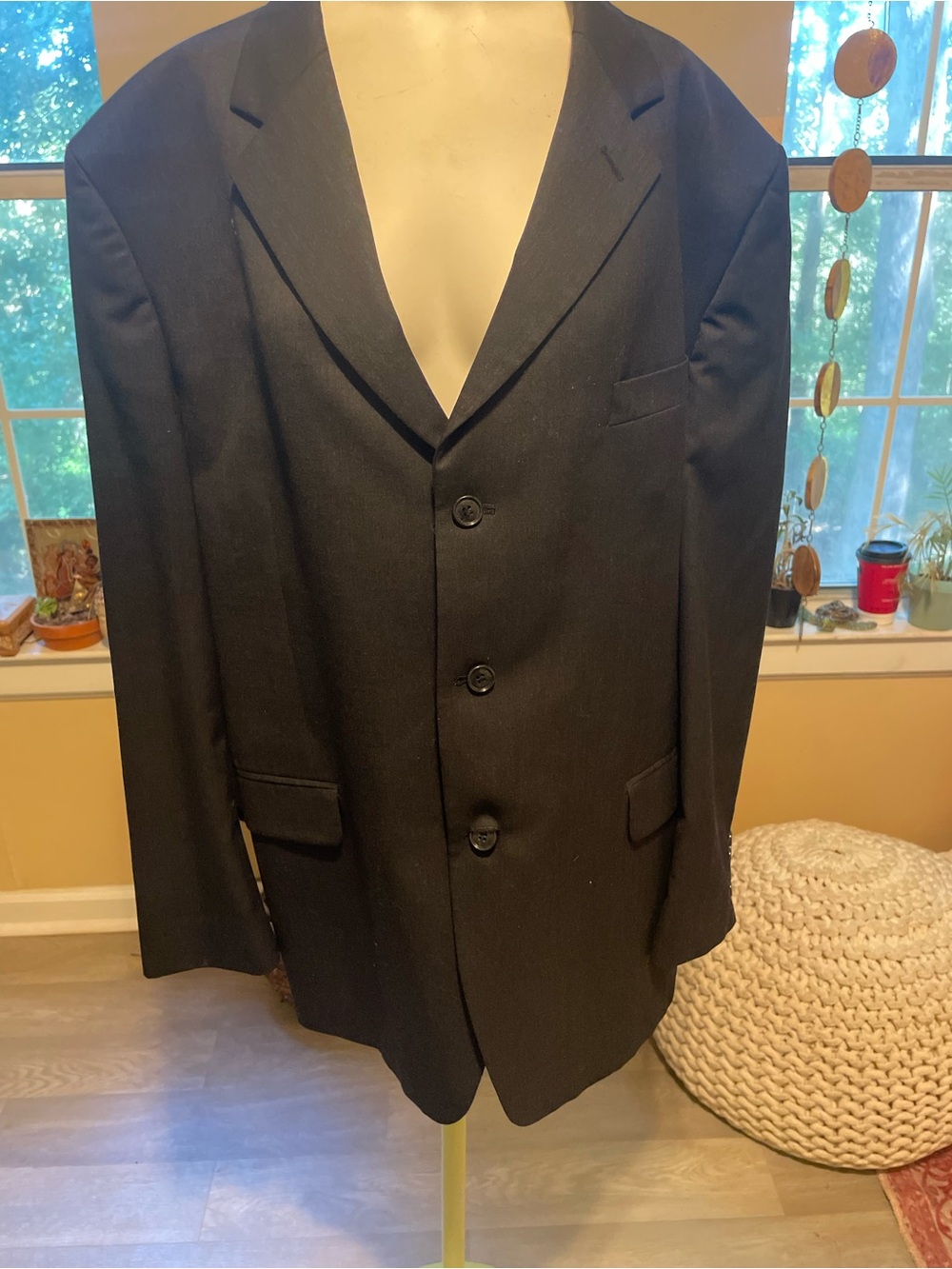 Jones New York Black Men's Wool blend Three-Button Suit Jacket